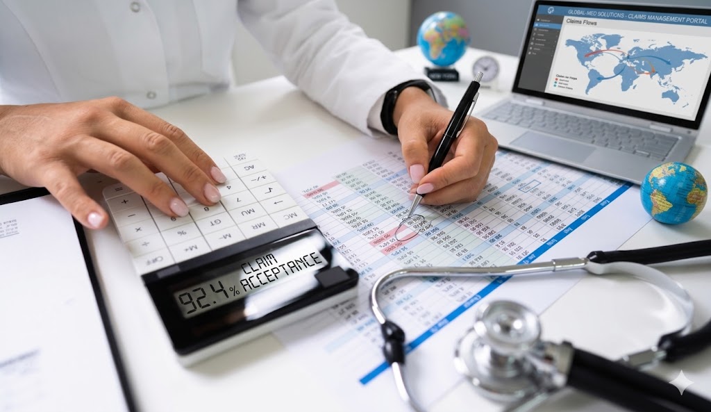 Medical billing professional reviewing documents